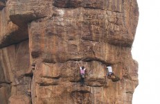 Rock climbing in Badami. Image Source ClimbingIndia.com