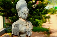 facts abut Hampi, Bust of krishnadevaraya's queen at Archaeological Museum, Kamalapur, Hampi. Image Credits @ vkiran_2000