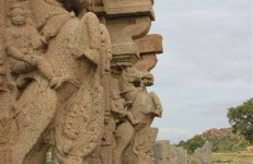 Horse pillars at entrance to water tank in Hampi by Dinesh Kannambadi