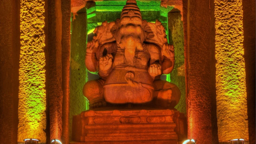 Illuminated Sasvikal Ganesha at Hampi